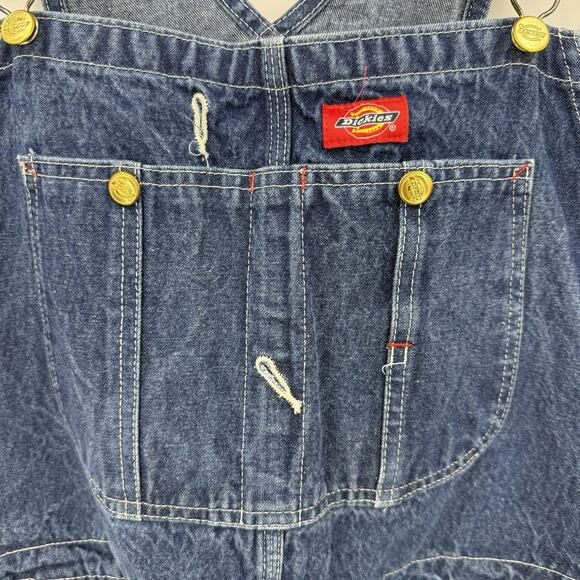 Dickies Denim Bib Overalls 38x30 Blue Carpenter Workwear Utility Rugged Skater - Picture 2 of 9